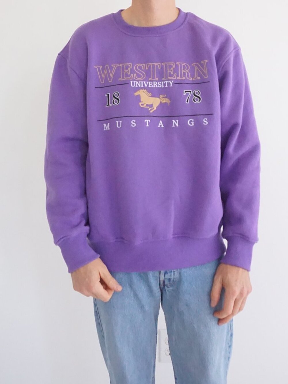 Varsity Collection Purple Western University Mustangs Collegiate Sweatshirt L
